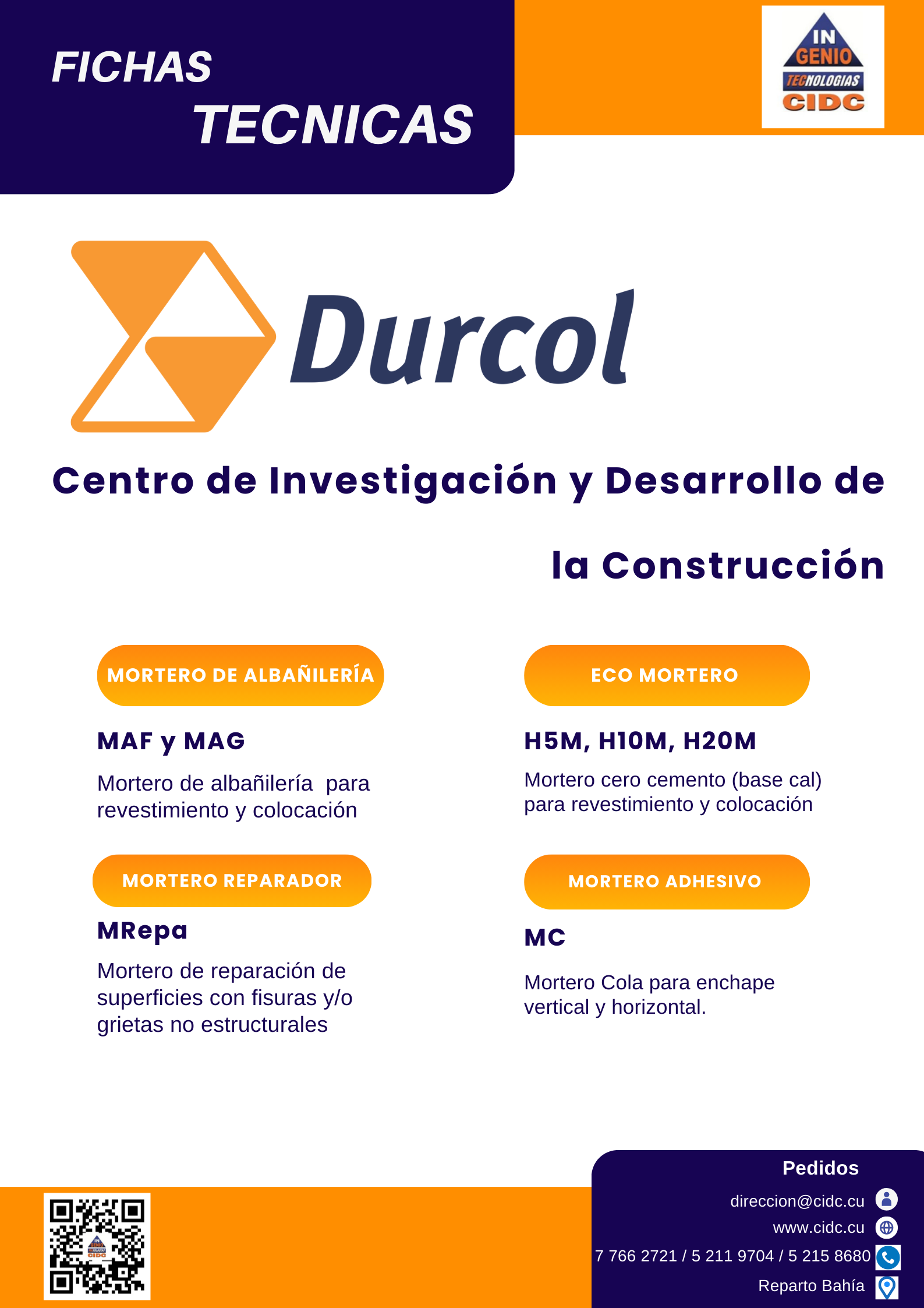 Morteros Durcol, nuevos aportes del CIDC